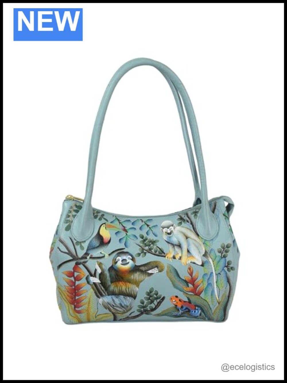 Hand-Painted Genuine Leather Double Compartment Satchel Bag